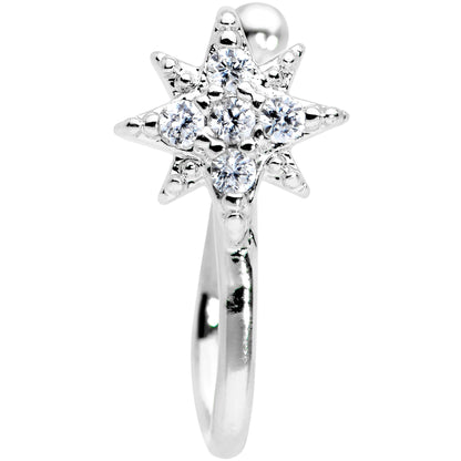 Clear Gem Compass Star Clip On Fake Nose Ring