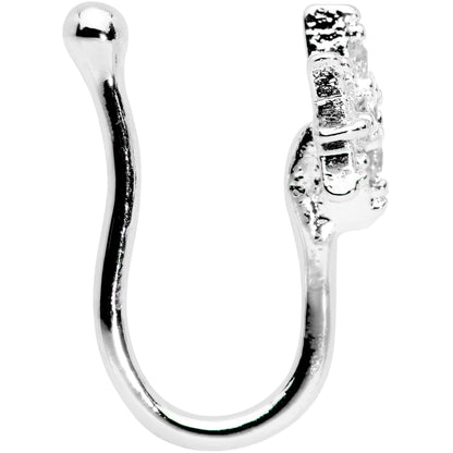 Clear Gem Compass Star Clip On Fake Nose Ring