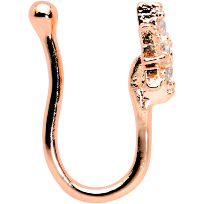 Clear Gem Rose Gold Tone Compass Star Clip On Fake Nose Ring