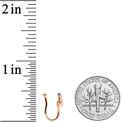 Clear Gem Rose Gold Tone Compass Star Clip On Fake Nose Ring
