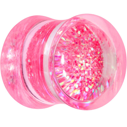 Clear Pink Acrylic Glitter Glam Saddle Plug Set