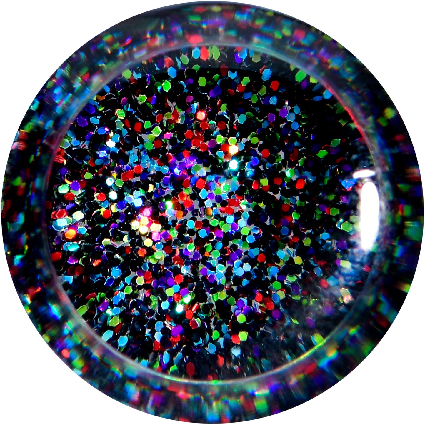 Clear Black Acrylic Rainbow Glitter Glam Saddle Plug Set