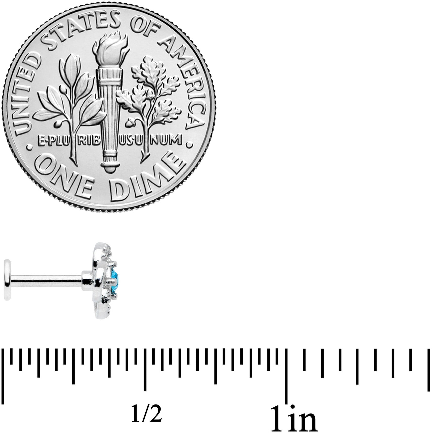 16G 1/4 Blue Gem Celtic Knot Cartilage Labret Monroe Tragus