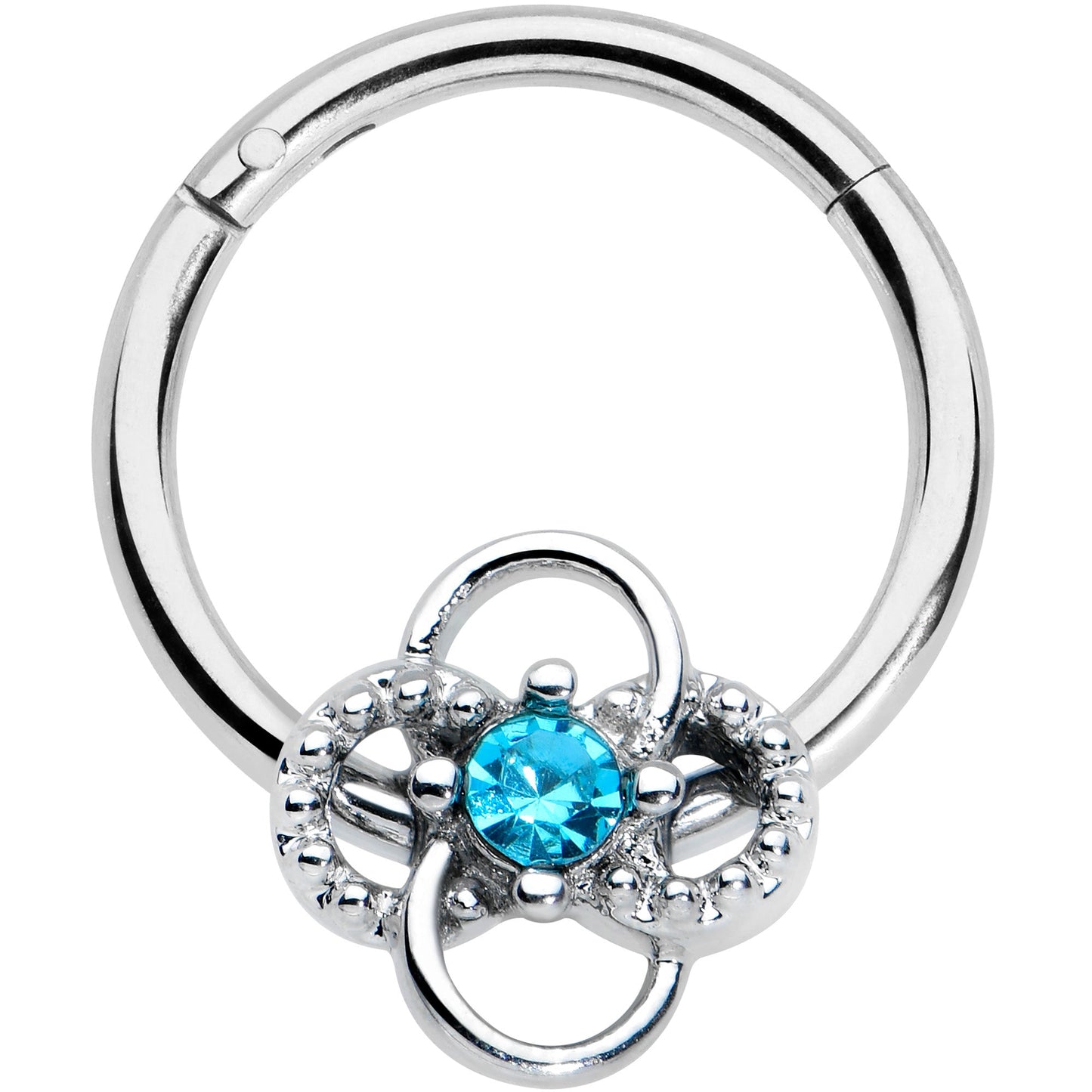 16G 3/8 Blue Gem Celtic Knot Hinged Segment Ring