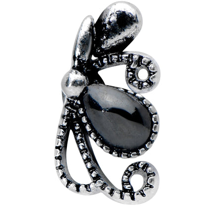 20G 1/4 Black Gem Abstract Bow Nose Bone