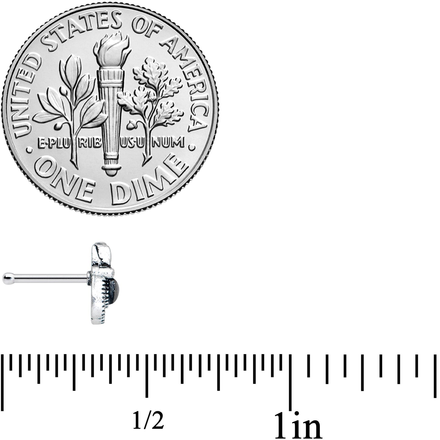 20G 1/4 Black Gem Abstract Bow Nose Bone