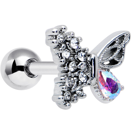 16G 1/4 Clear Gem Glam Butterfly Cartilage Tragus Earring