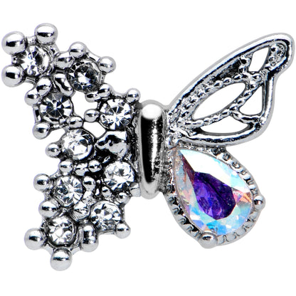 16G 1/4 Clear Gem Glam Butterfly Cartilage Tragus Earring