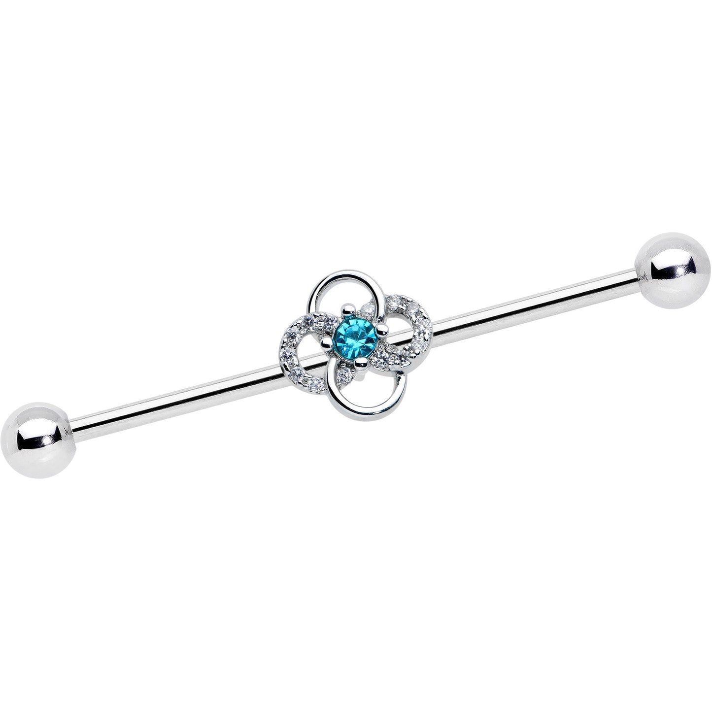 14G Clear Blue Gem Celtic Knot Industrial Barbell 38mm