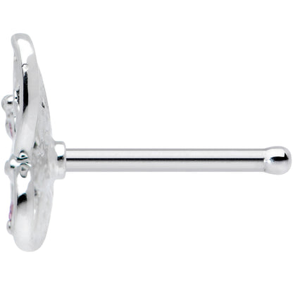 20G 1/4 Pink Gem Lacy Butterfly Nose Bone