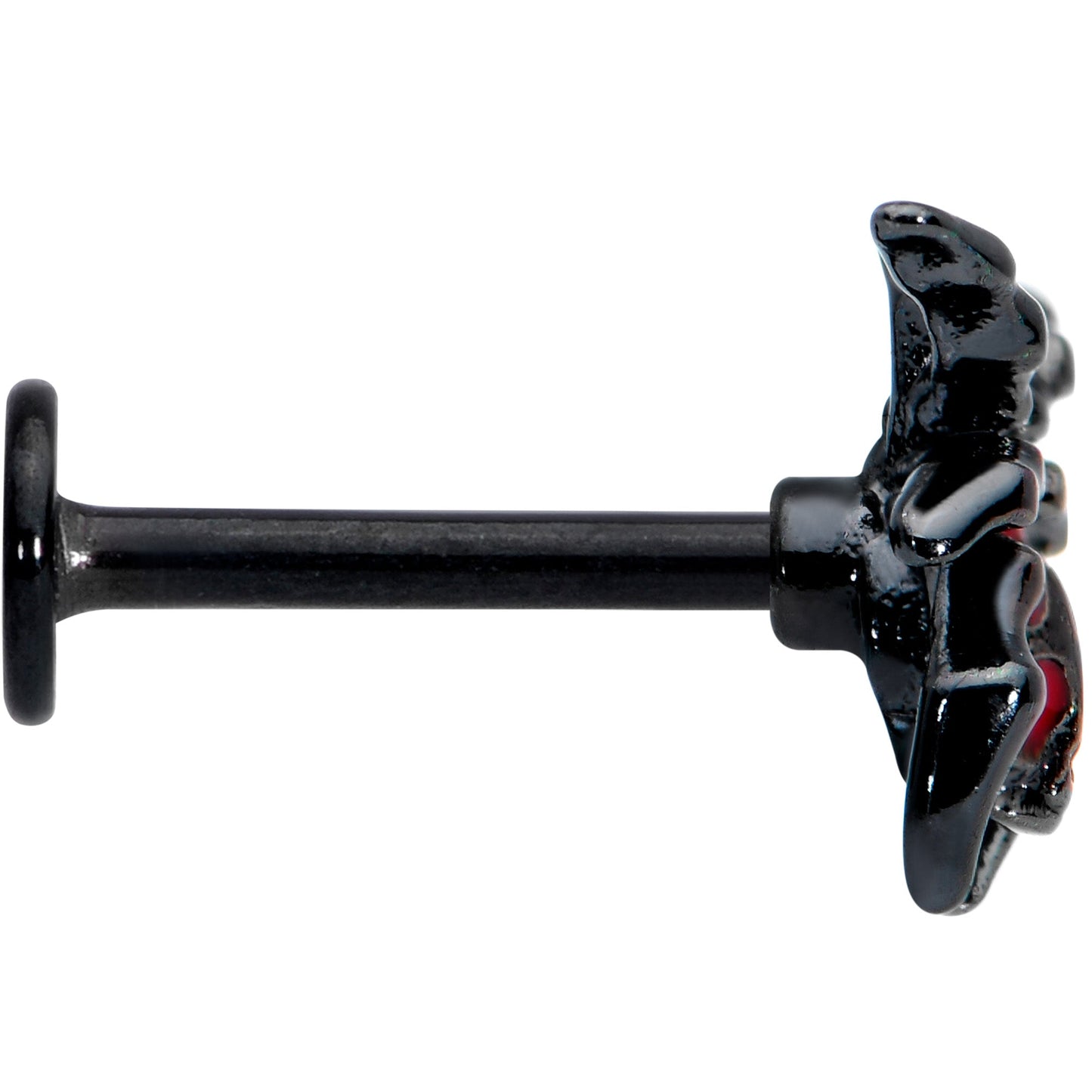 16G 5/16 Red Gem Black Spider Skull Halloween Labret Monroe Tragus