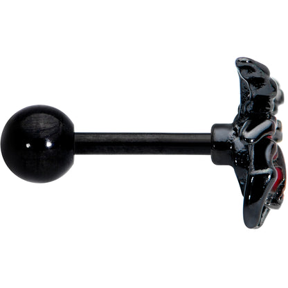 16G 1/4 Red Gem Black Spider Skull Halloween Cartilage Tragus