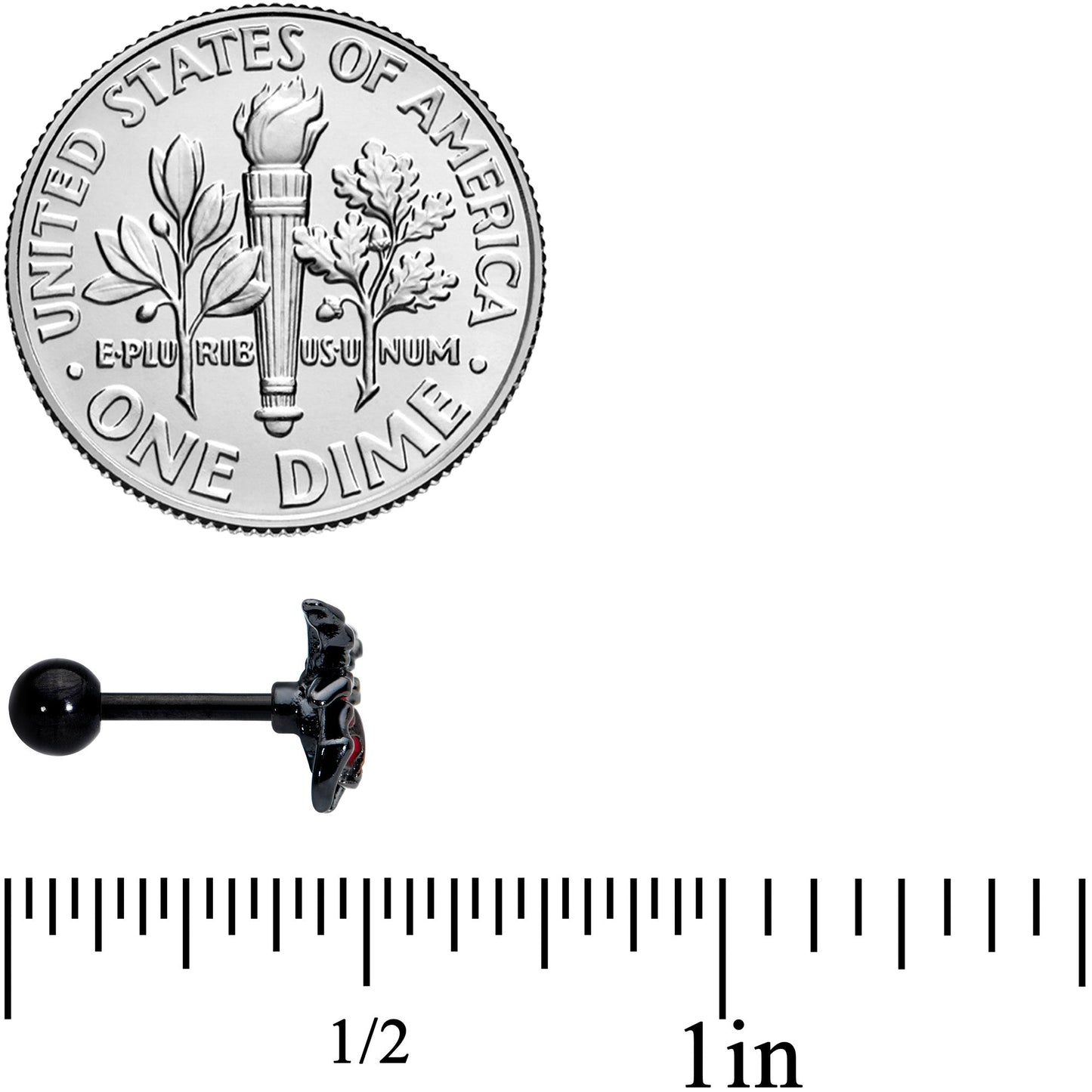 16G 1/4 Red Gem Black Spider Skull Halloween Cartilage Tragus