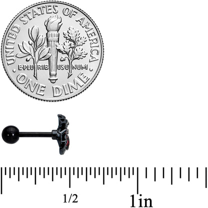 16G 1/4 Red Gem Black Spider Skull Halloween Cartilage Tragus
