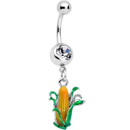 Clear Gem Corn on the Cob Summer Dangle Belly Ring
