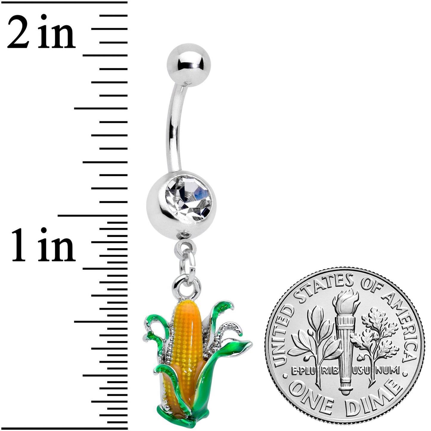 Clear Gem Corn on the Cob Summer Dangle Belly Ring