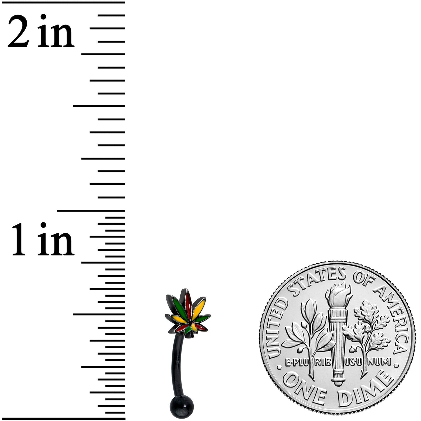 16G 5/16 Black Multicolor Pot Leaf Curved Eyebrow Ring