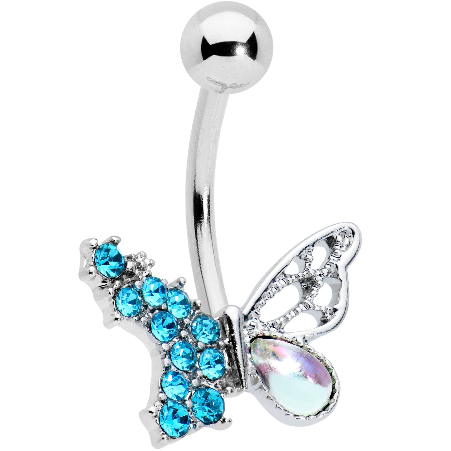 Blue Aurora Gem Super Glam Butterfly Belly Ring