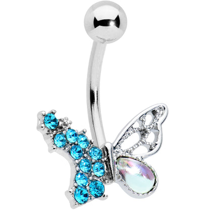 Blue Aurora Gem Super Glam Butterfly Belly Ring