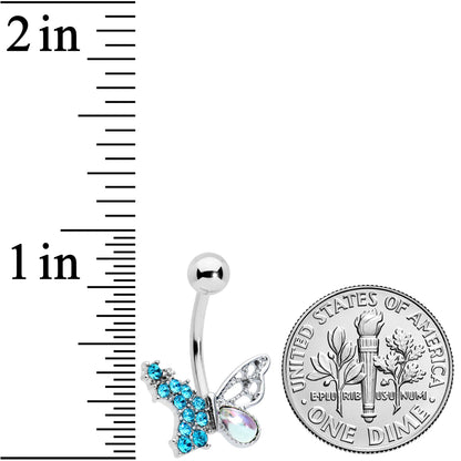 Blue Aurora Gem Super Glam Butterfly Belly Ring