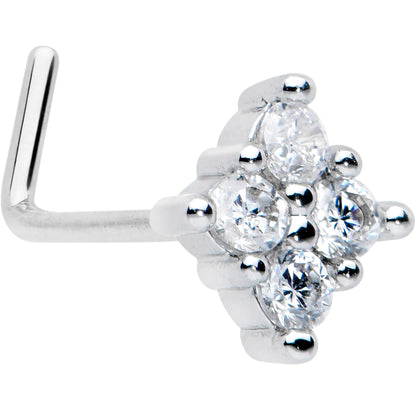 20G 1/4 Clear CZ Gem Simple Rhombus Classic L Shape Nose Ring