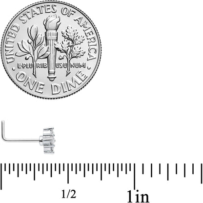 20G 1/4 Clear CZ Gem Simple Rhombus Classic L Shape Nose Ring