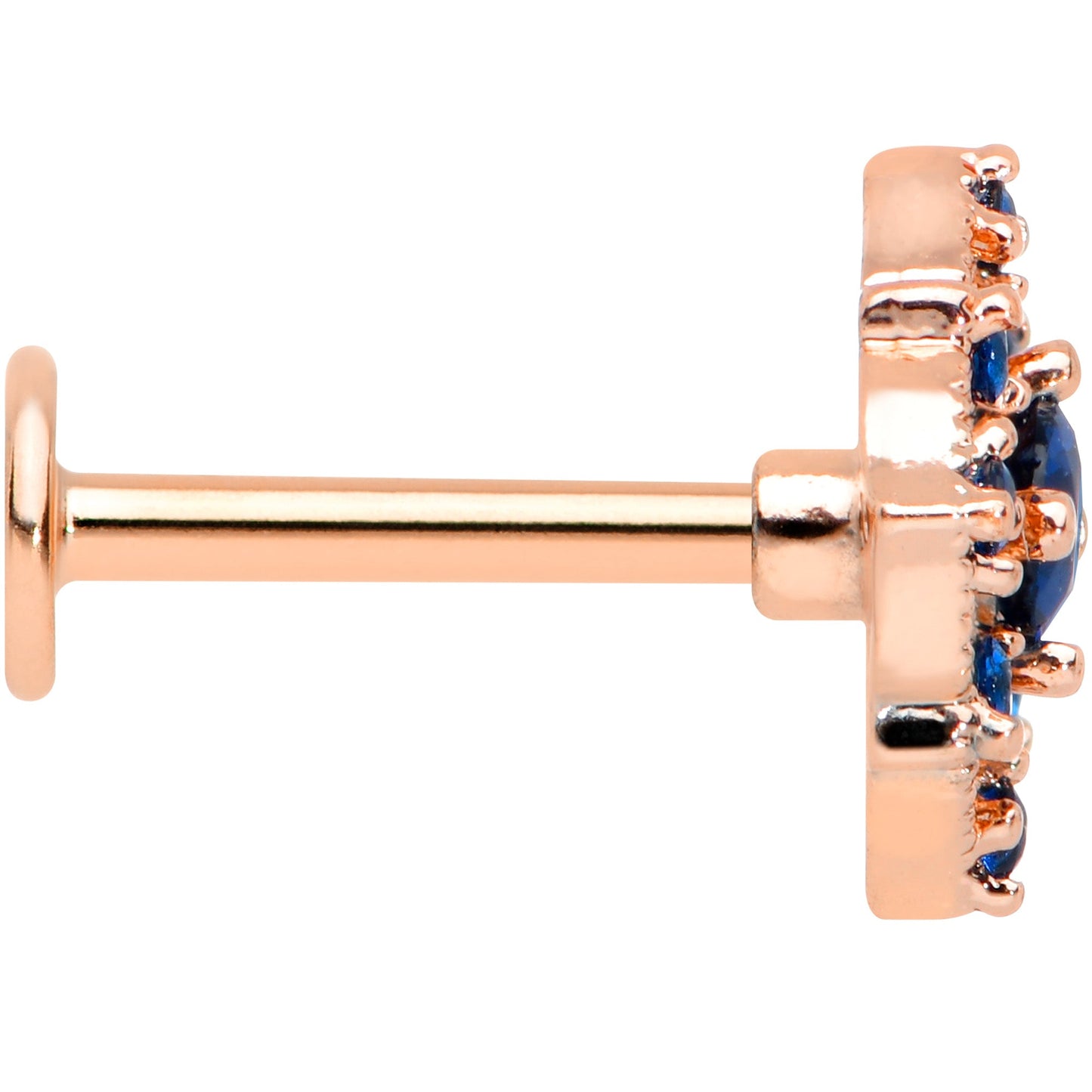 16G 5/16 Blue Gem Rose Gold Tone Night Star Labret Monroe Tragus