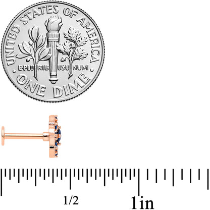 16G 5/16 Blue Gem Rose Gold Tone Night Star Labret Monroe Tragus