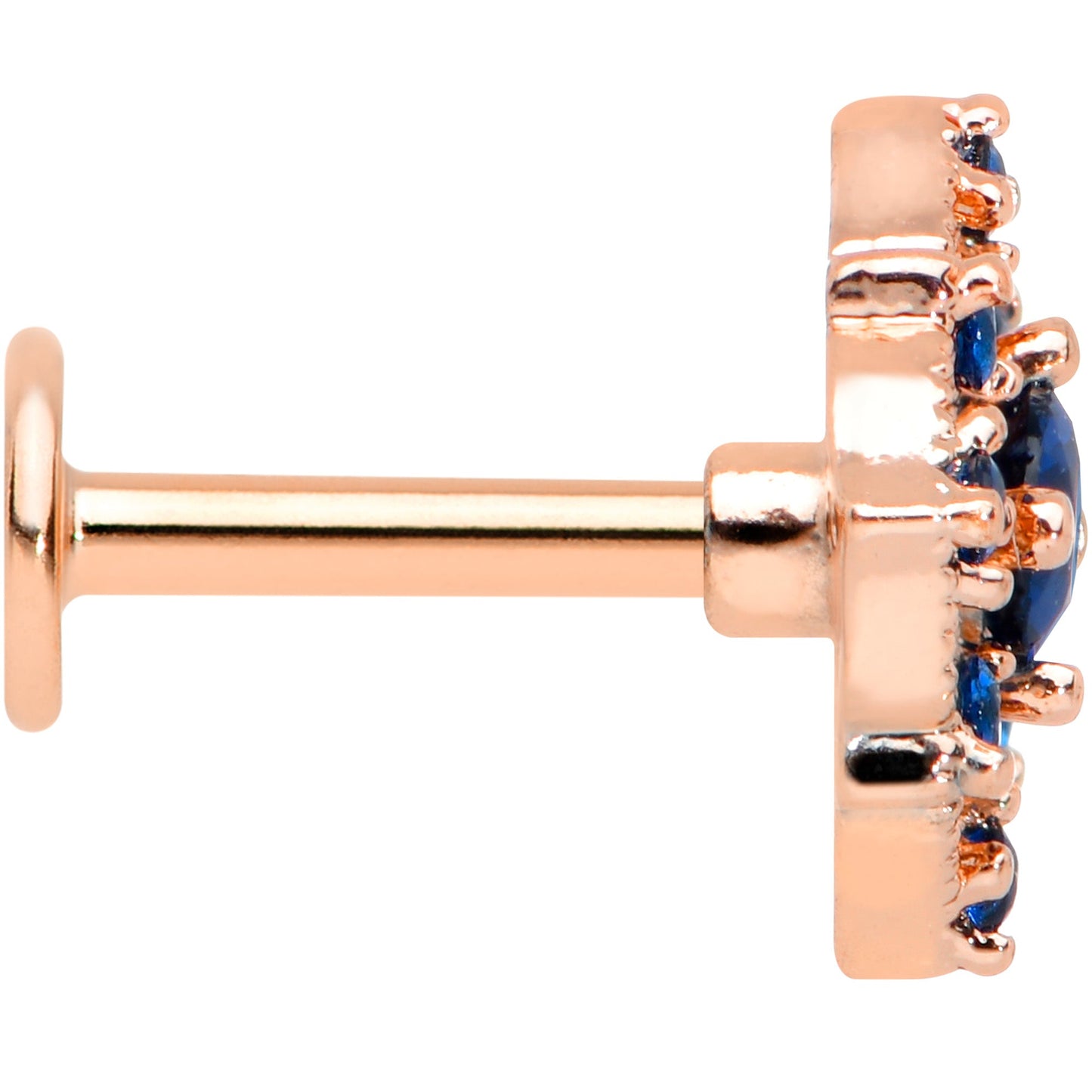 16G 1/4 Blue Gem Rose Gold Tone Night Star Labret Monroe Tragus