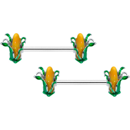 14G 9/16 Corn on the Cob Summer Barbell Nipple Ring Set