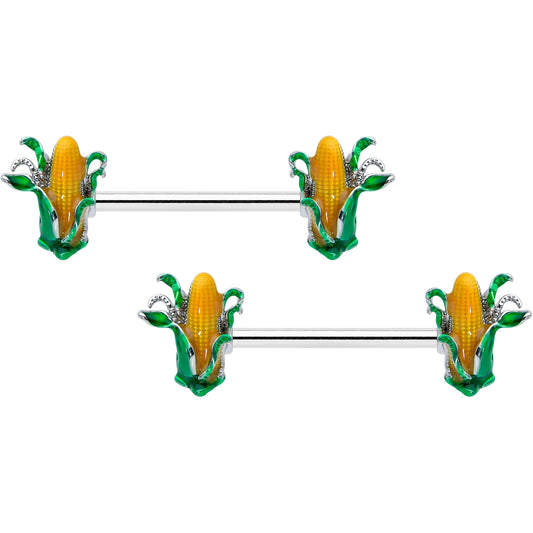 14G 9/16 Corn on the Cob Summer Barbell Nipple Ring Set