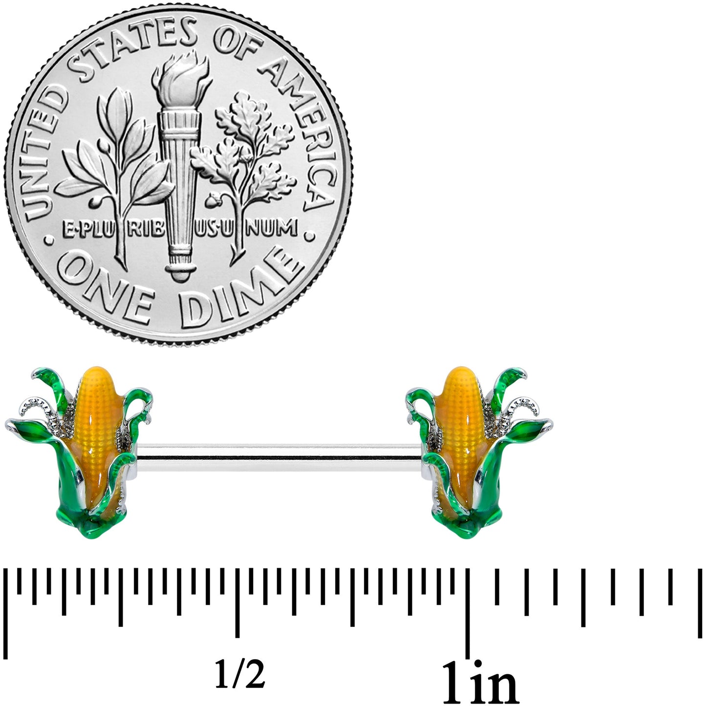 14G 9/16 Corn on the Cob Summer Barbell Nipple Ring Set