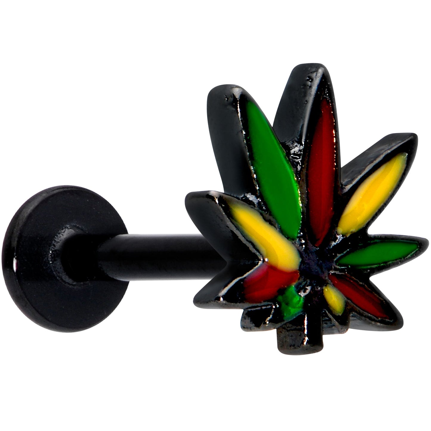 16G 5/16 Black Multicolor Pot Leaf Labret Monroe Tragus