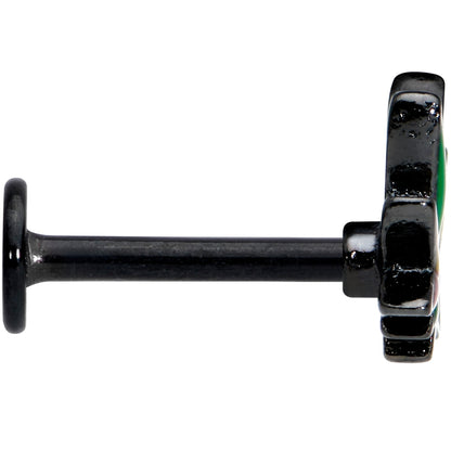 16G 5/16 Black Multicolor Pot Leaf Labret Monroe Tragus