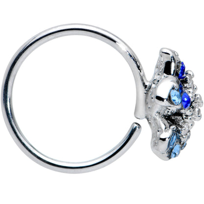 20G 5/16 Clear Blue Gem Evening Flower Nose Hoop