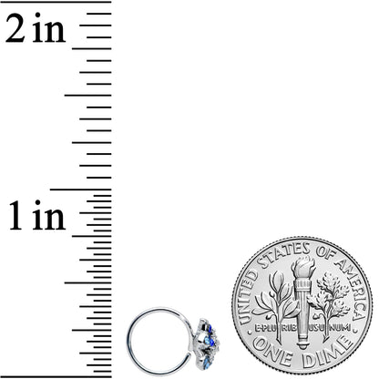 20G 5/16 Clear Blue Gem Evening Flower Nose Hoop