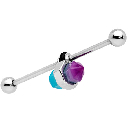 14G Purple Ombre Tourmaline Natural Stone Industrial Barbell 38mm