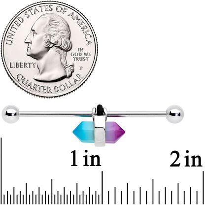 14G Purple Ombre Tourmaline Natural Stone Industrial Barbell 38mm