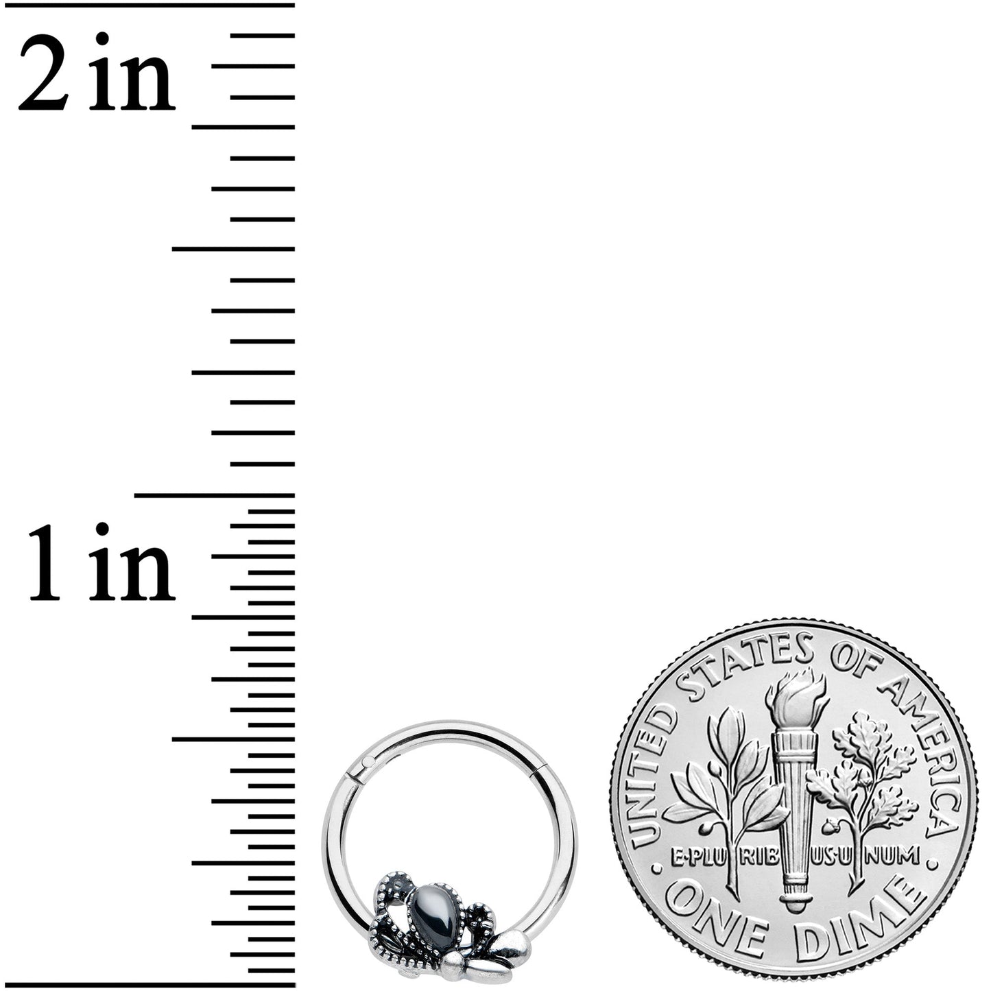 16G 3/8 Black Gem Abstract Bow Hinged Segment Ring