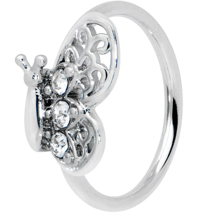 20G 5/16 Clear Gem Lacy Butterfly Nose Hoop