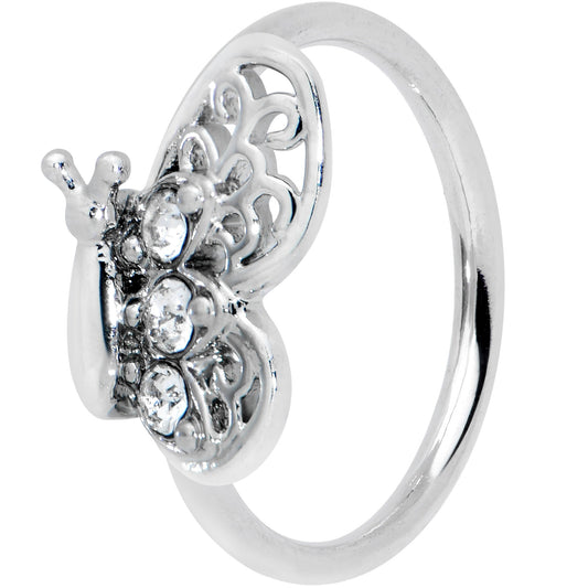20G 5/16 Clear Gem Lacy Butterfly Nose Hoop