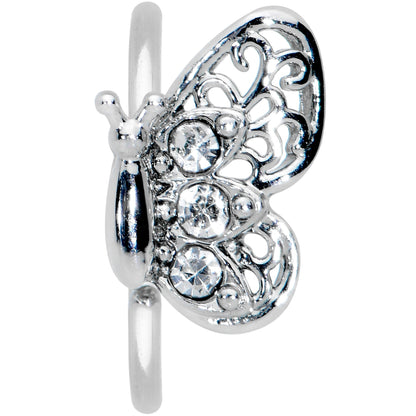 20G 5/16 Clear Gem Lacy Butterfly Nose Hoop