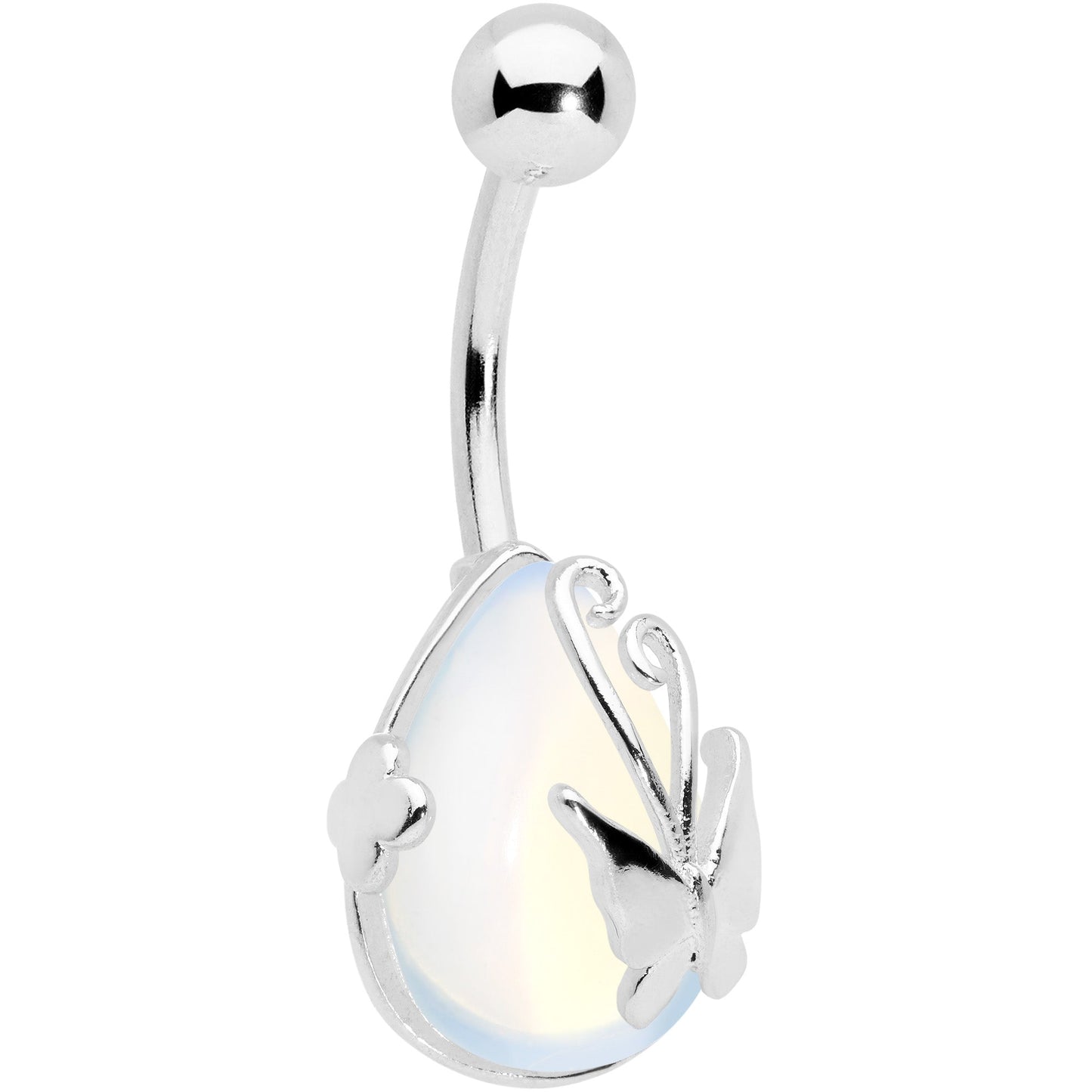 Clear Gem Drop Wrap Butterfly Belly Ring