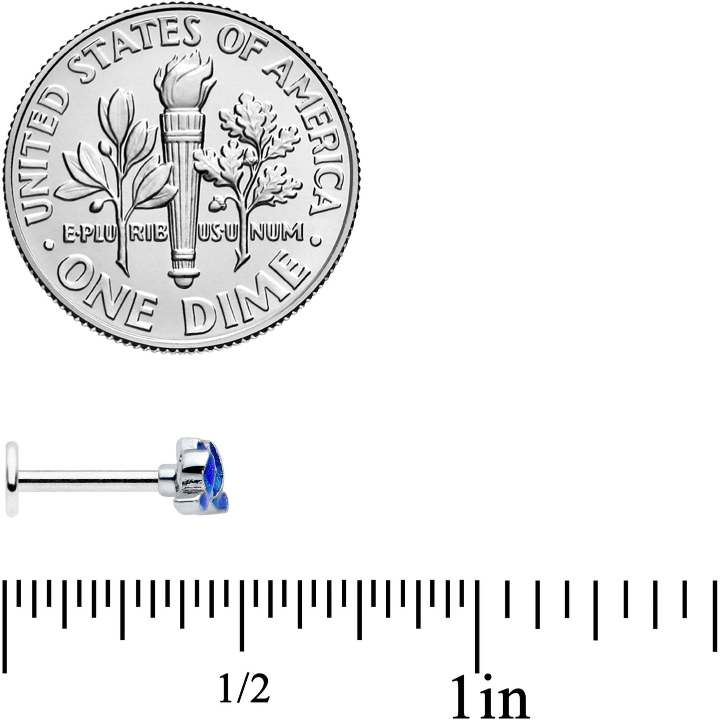 16G 5/16 Lovely Blue Lotus Flower Labret Monroe Tragus