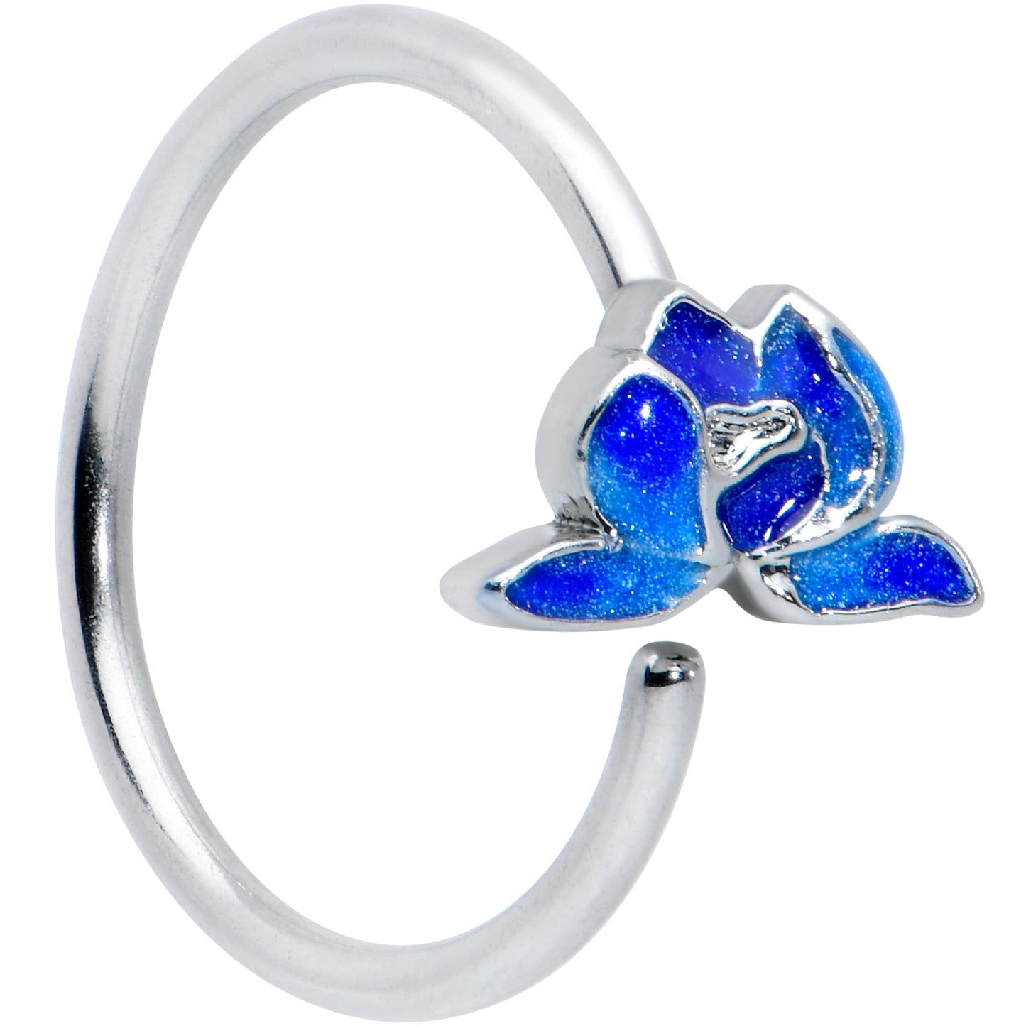 18G 3/8 Lovely Blue Lotus Flower Nose Hoop