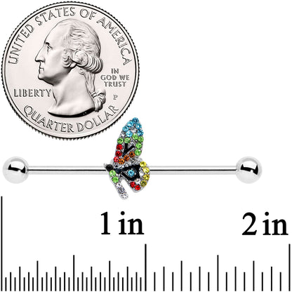 14G Blue Red Green Gem Glitz Dragonfly Industrial Barbell 38mm