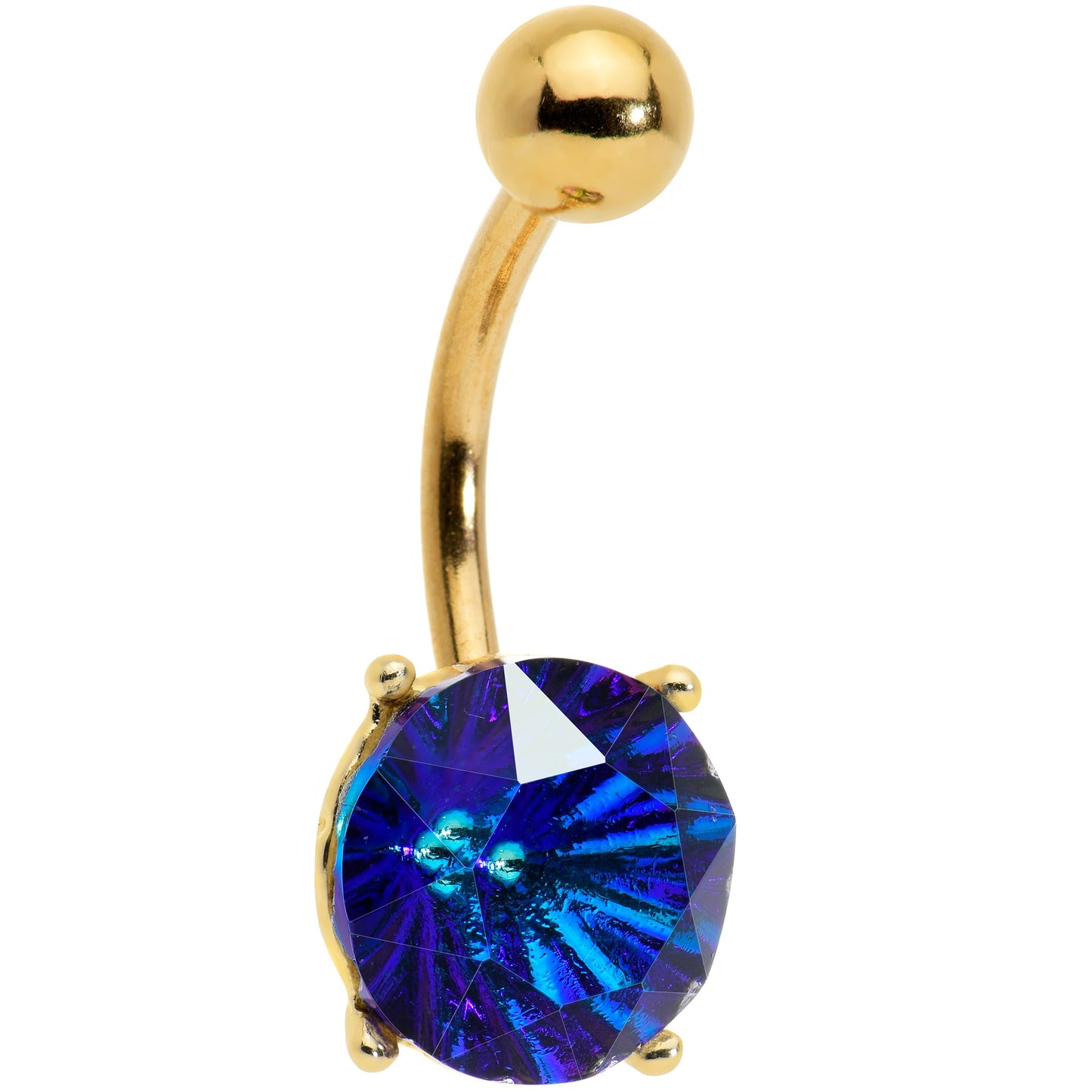 Blue Gem Gold Tone Simply Elegant Style Belly Ring