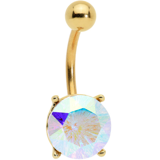 Clear Gem Gold Tone Simply Elegant Style Belly Ring