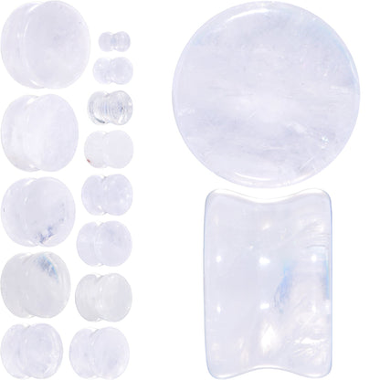 White Cloudy Quartz Double Flare Plug Set