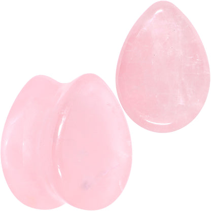 Pink Rose Quartz Drop Saddle Plug Set